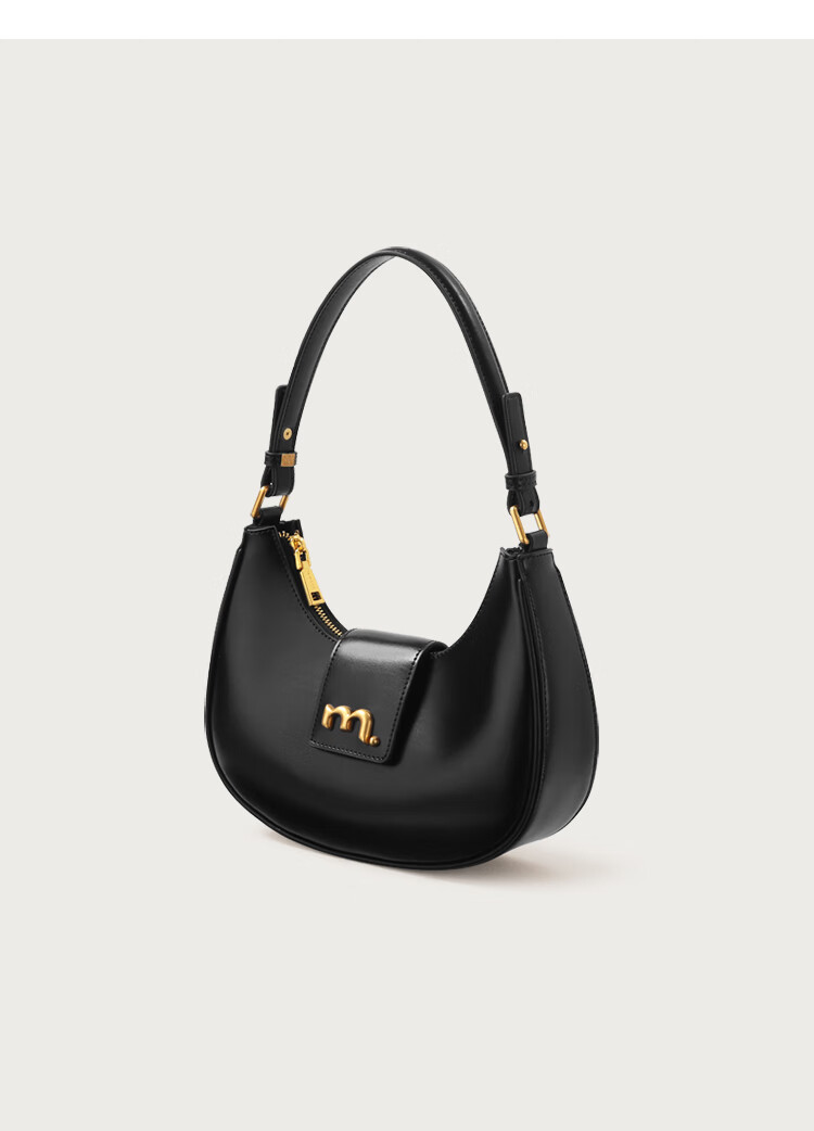 Mood Autumn And Winter Genuine Leather Crescent Bag for Women, Large Capacity Underarm Commuter Shoulder Crossbody Versatile Hobo Bag, Light Luxury Birthday Gift 16