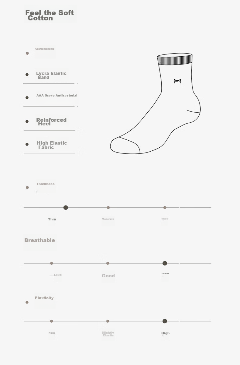 MiiOW Men's Mid-Calf Socks, Spring And Summer Style, Xinjiang Cotton, Sweat-Absorbing, Odor-Resistant, Breathable, Antibacterial, Versatile for Sports And Business, 5 Pairs Per Pack 13