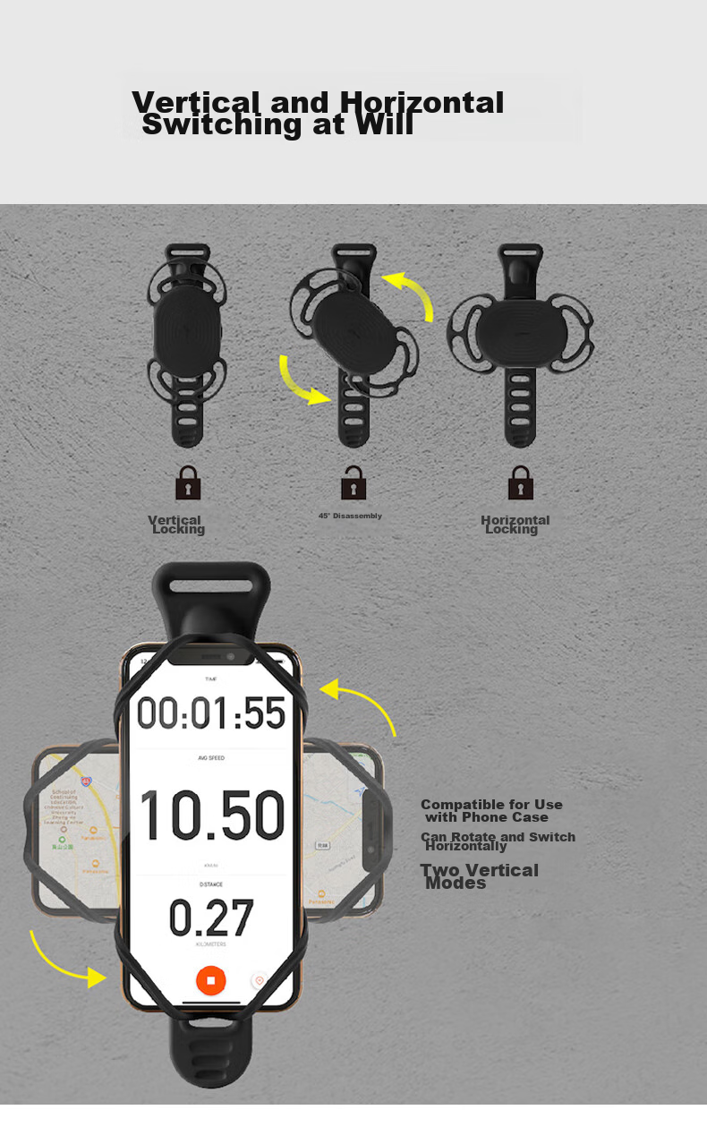 Bone Road Bike Phone Mount, Silicone Shock-Absorbing Quick-Release Cycling Phone Holder, Compatible with Garmin Bike Computer 9