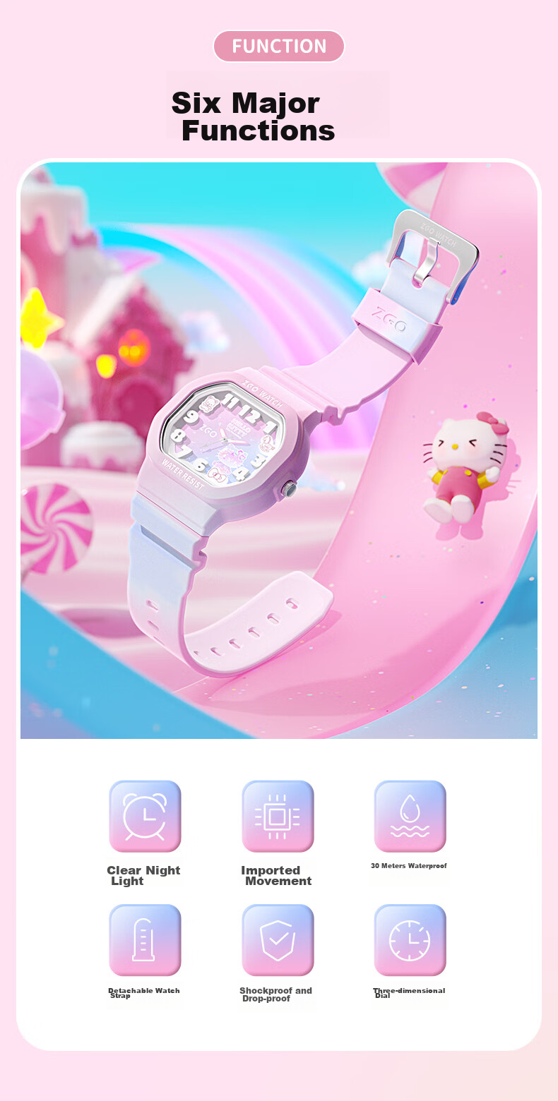 Hello Kitty [50th Anniversary Limited Edition] Watch for Female Students, Primary And Middle School Children, Birthday Gift for Girls 357 4