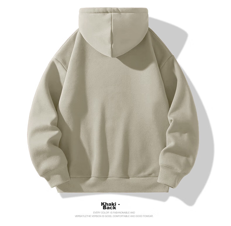 NASA GISS Hooded Sweatshirt for Men, Loose-Fitting Versatile Solid Color Sports Top, Youth Long-Sleeve Jacket, Apricot Color, 2XL 18
