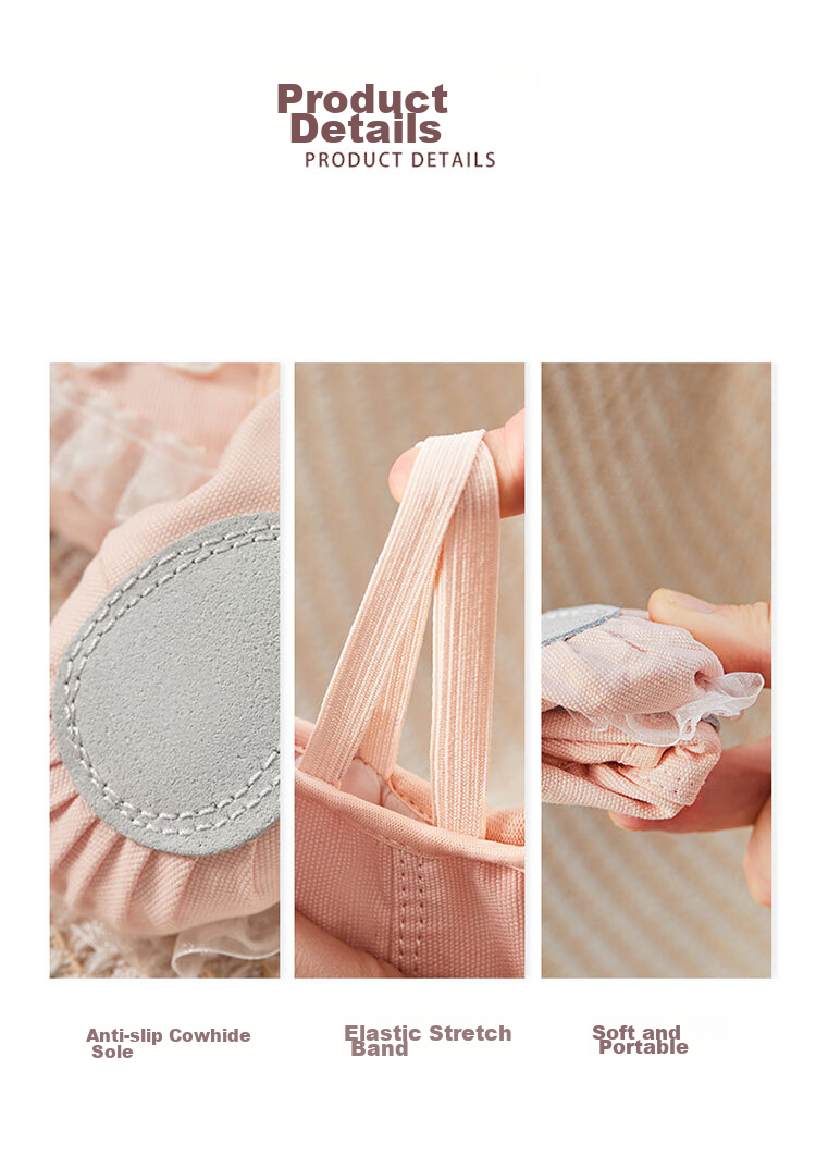 TIEJIAN Children's Dance Shoes with Rabbit Lace Trim, Ballet And Body-Shaping Shoes for Girls' Chinese Dance Practice, Pink, Size 31 3