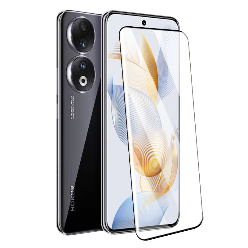 Langling Tempered Glass Screen Protector for Honor 90, Full Coverage Curved HD Anti-Shatter, Anti-Scratch, Anti-Fingerprint Protective Film