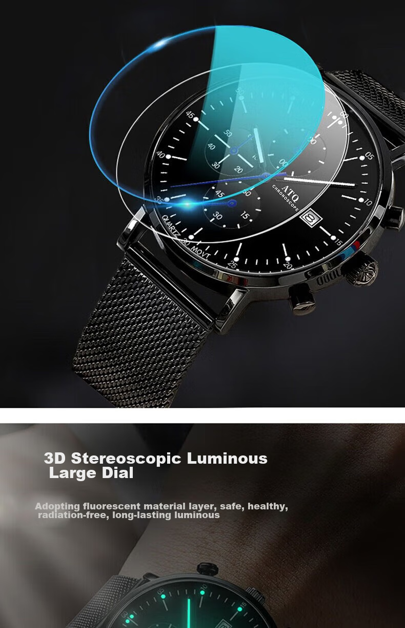 ATQ Swiss Ultra-Thin Watch for Men, Top Ten Brands, Luminous, Water-Resistant, Mechanical Style, New Year And Valentine's Day Gift for Boyfriend Or Husband 7