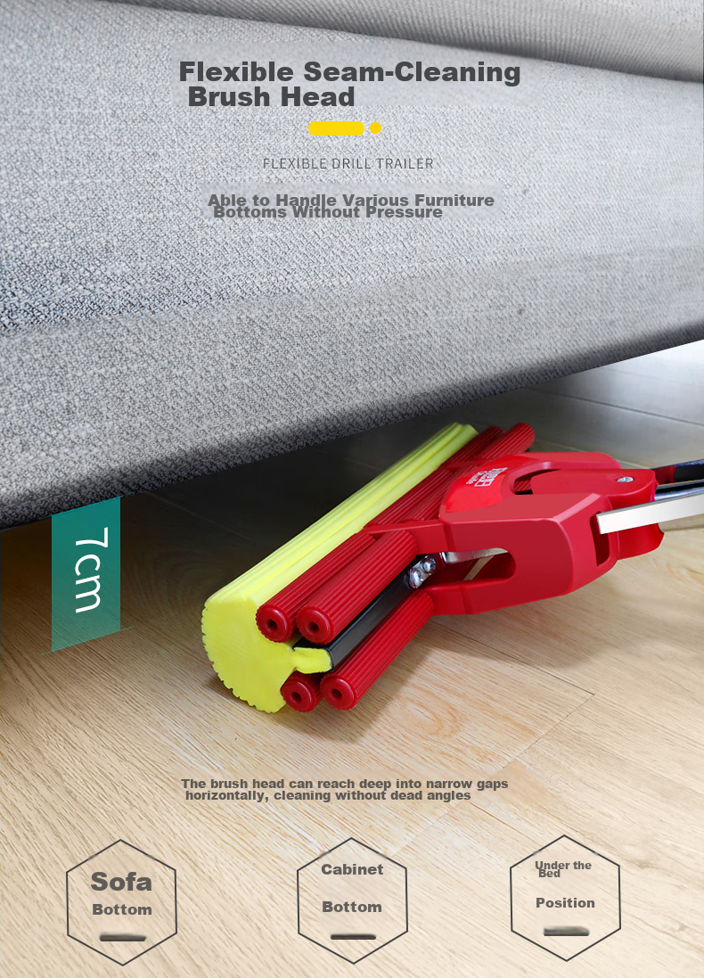 Okaywife Sponge Mop with 27cm Long Handle, No-Hand Lazy Sponge Mop for Home And Office Use 6