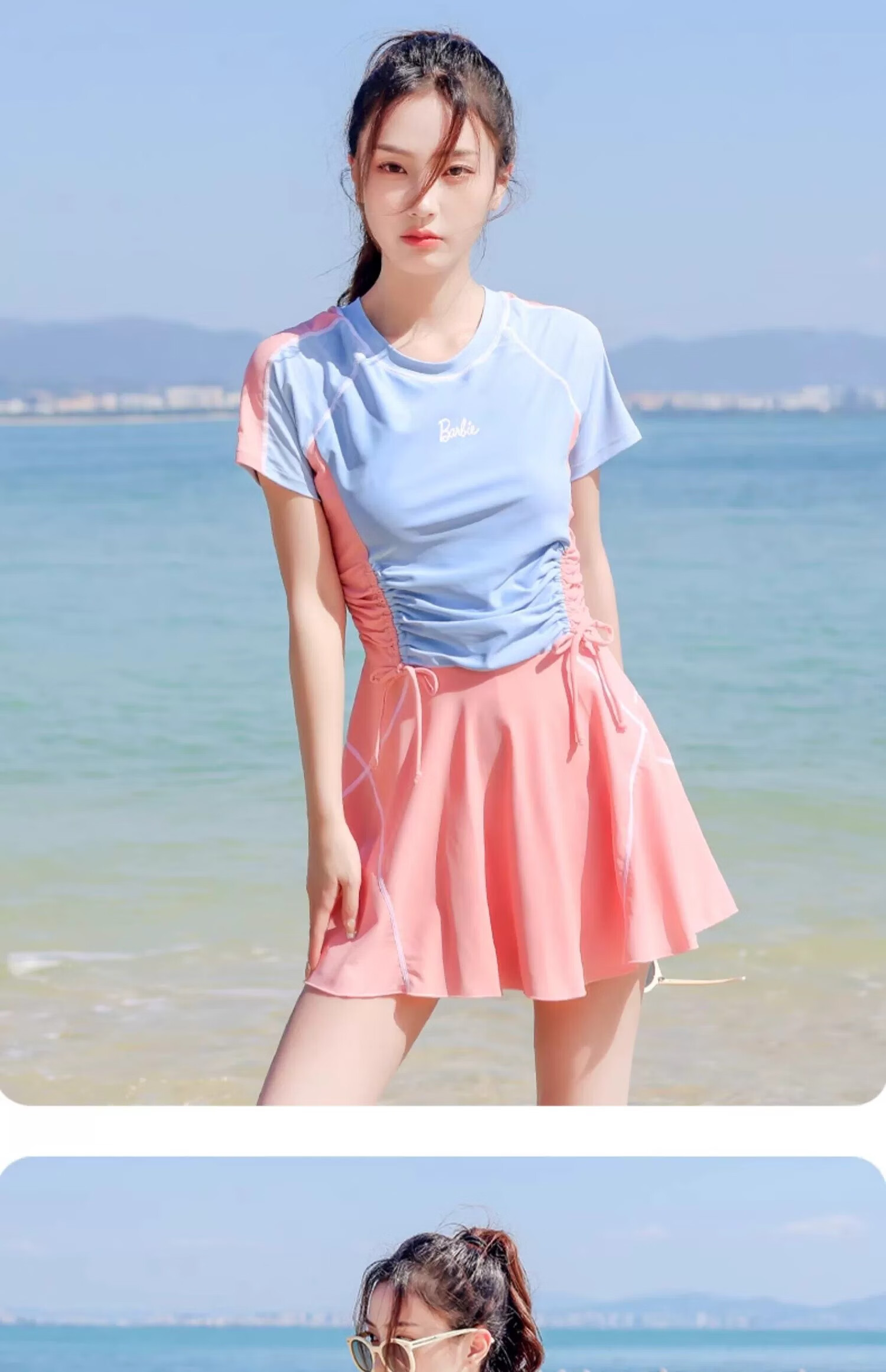 Barbie Women's Conservative Slimming Tummy Control One-Piece Square-Leg Plus Size Student Sports Beach Hot Spring Swimsuit 16