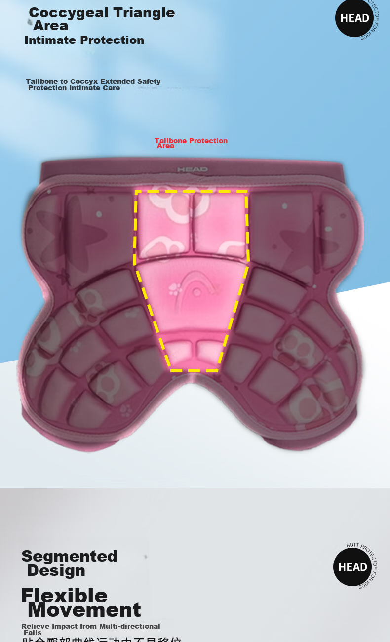 HEAD Roller Skating Protective Gear, Children's Anti-Fall Pants, Inline Skating Hip Pads, Skateboarding And Ice Skating Buttock Pads, Blue, Large Size 3