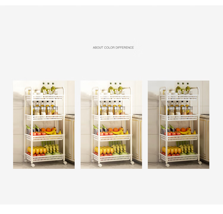 Yupin Floor Storage Rack Cart Living Room Snack Storage Shelf Kitchen Layered Rack Black with Handle 3-Tier ZW295 21