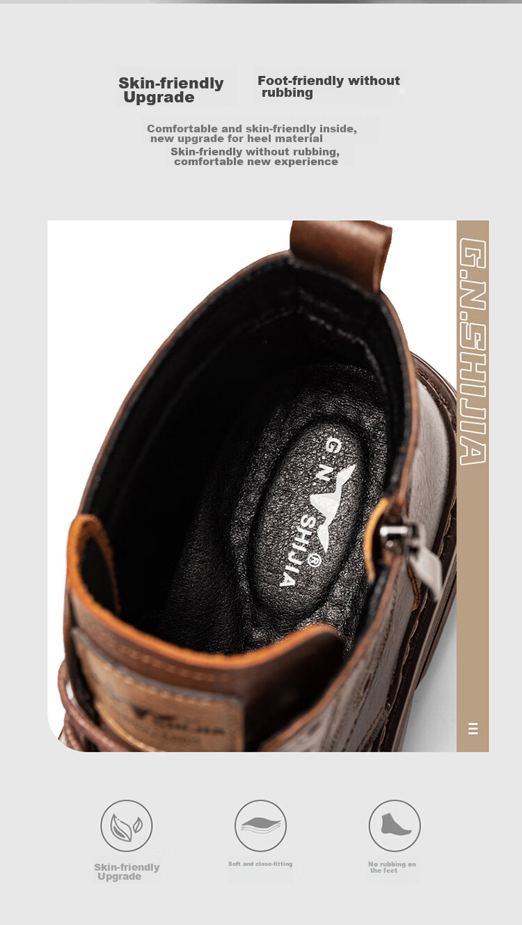G.N.Shi Jia Men's Genuine Leather Martin Boots, New Autumn/winter 2026 Style, Versatile Casual High-Top Boots, British Style, Durable Work Boots 7