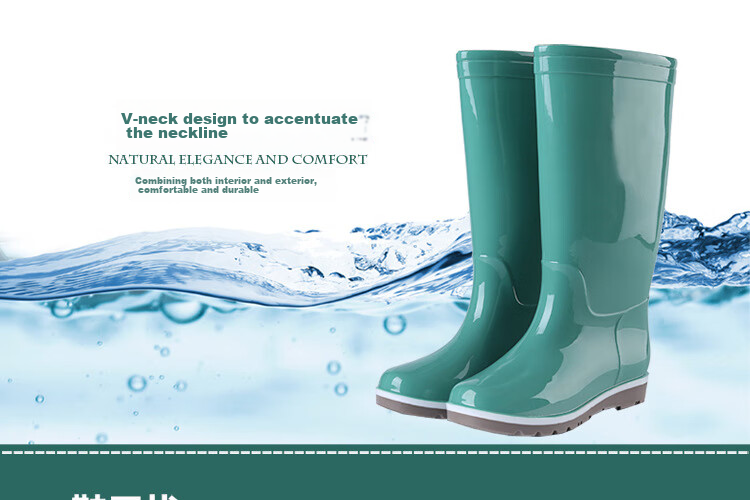 Pinzhide Women's Tall Rain Boots, Waterproof And Non-Slip, Wear-Resistant to Acid And Alkali, Flood Prevention Rubber Shoes with Breathable Lining, Blue, Size 36 3
