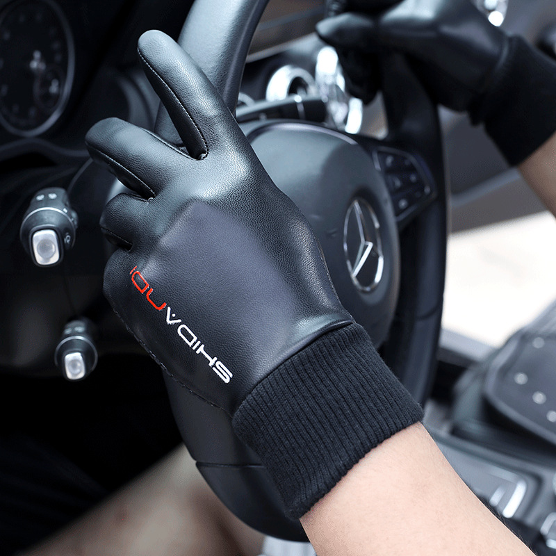 Move Iron Winter Gloves, Warm And Windproof Leather Gloves for Men And Women, Outdoor Cycling Sports Waterproof Ski Gloves with Touchscreen Functio