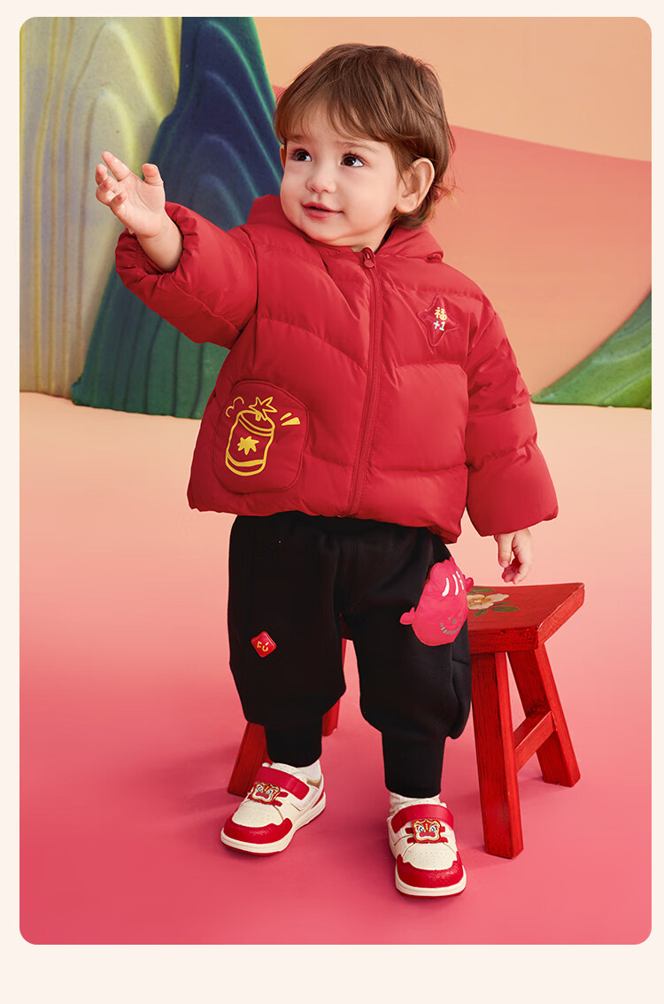 BALABALA Children's Canvas Shoes, Toddler Shoes, Boys' Infant Red National Trend White Sneakers, 2025 New Shoes, 208125145206 13
