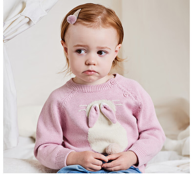 DAVE & BELLA Girls Pullover Sweater 2022 Autumn Kids Clothing Baby Cartoon Knitwear DB4223925 Light Pink 140cm 14