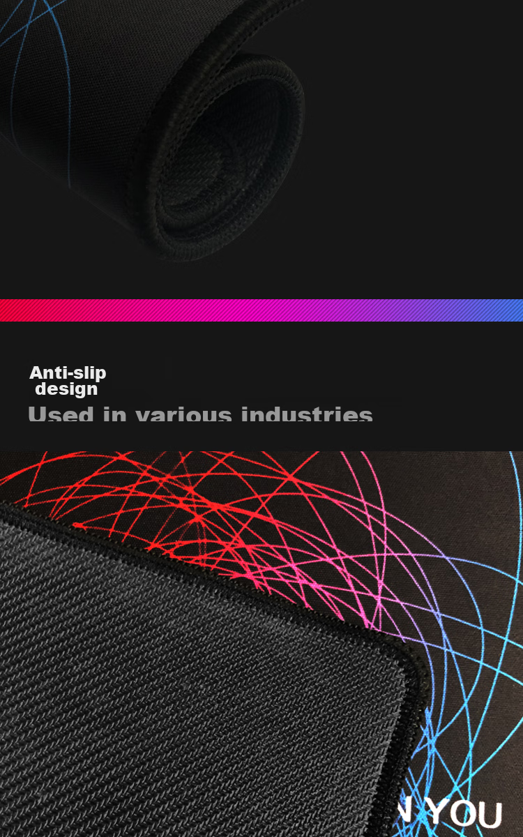 LESAILES Black Gaming Mouse Pad with Lines, Medium Size with Locked Edges, Computer Keyboard Desk Mat, Easy to Clean, 300*250*3mm 3
