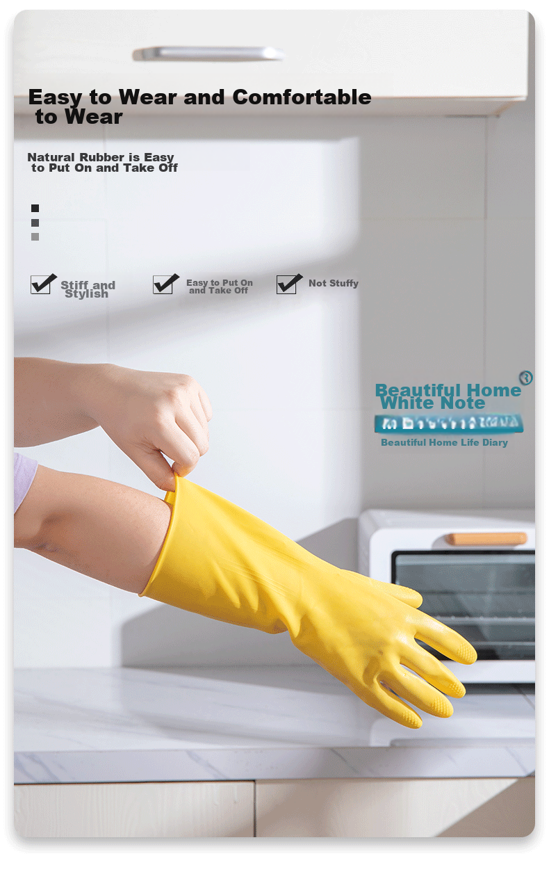 MEIJIARIJI Thickened Latex Rubber Gloves M Size 2 Pairs Household Dishwashing Gloves Property Cleaning Rubber Gloves 9