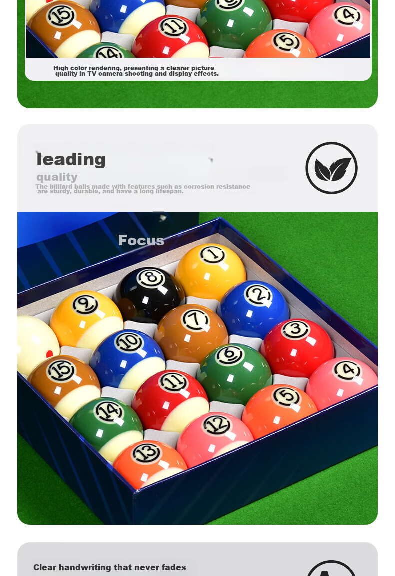 Zhundu Silver Award Pool Ball, English Snooker Standard Pool Ball, Crystal Ball, Pool Table Accessories, 8A Black Diamond 7