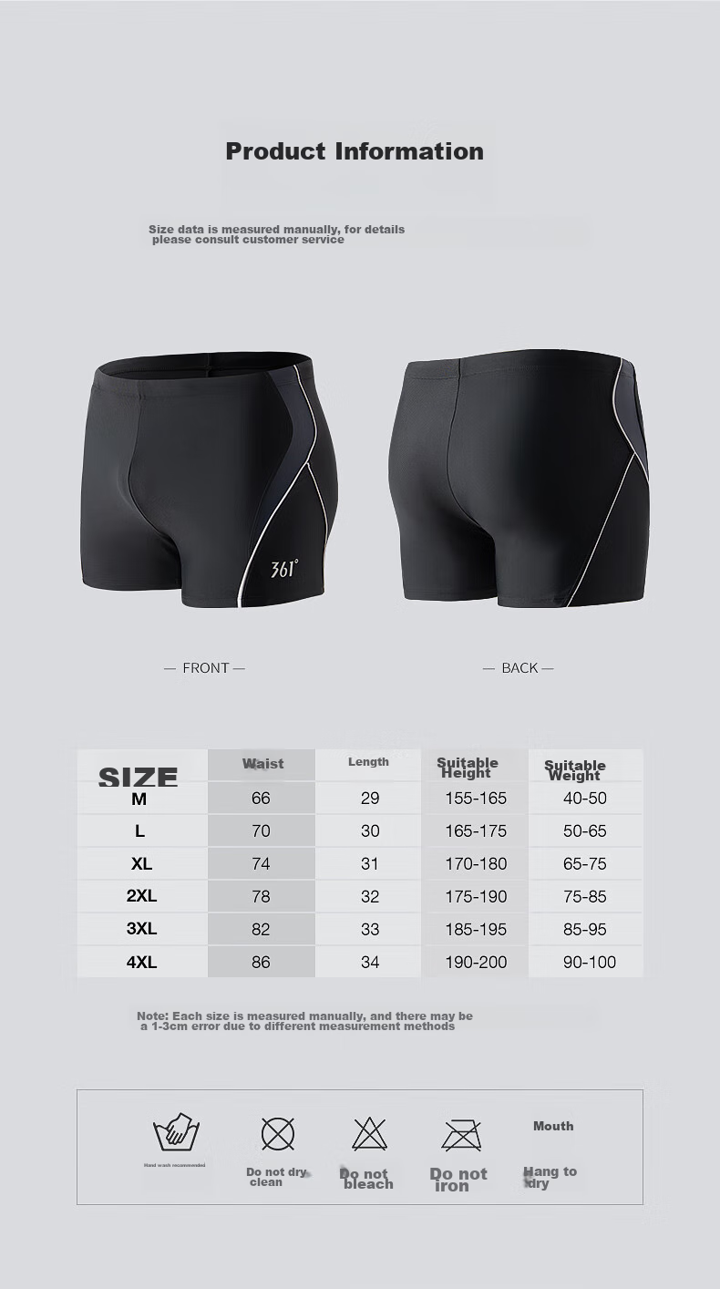 361° Men's Swim Trunks, Swimming Goggles And Cap Set, Square-Leg Swimwear, Professional Training Swimming Shorts, Anti-Embarrassment Quick-Dry Large Size Shorts 11