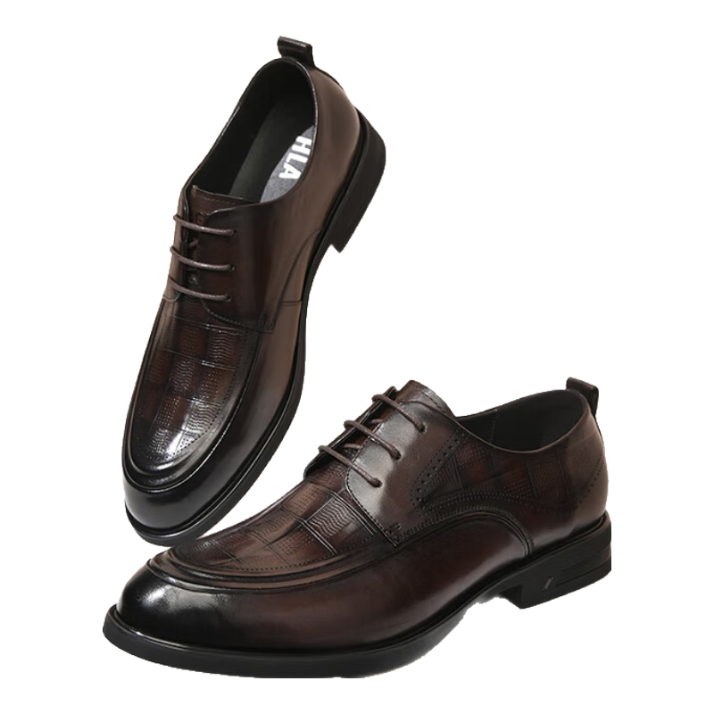 HLA Men's Leather Shoes Wedding Groom Father's Business Formal Shoes HAAPXM2FAG183 Brown Size 40