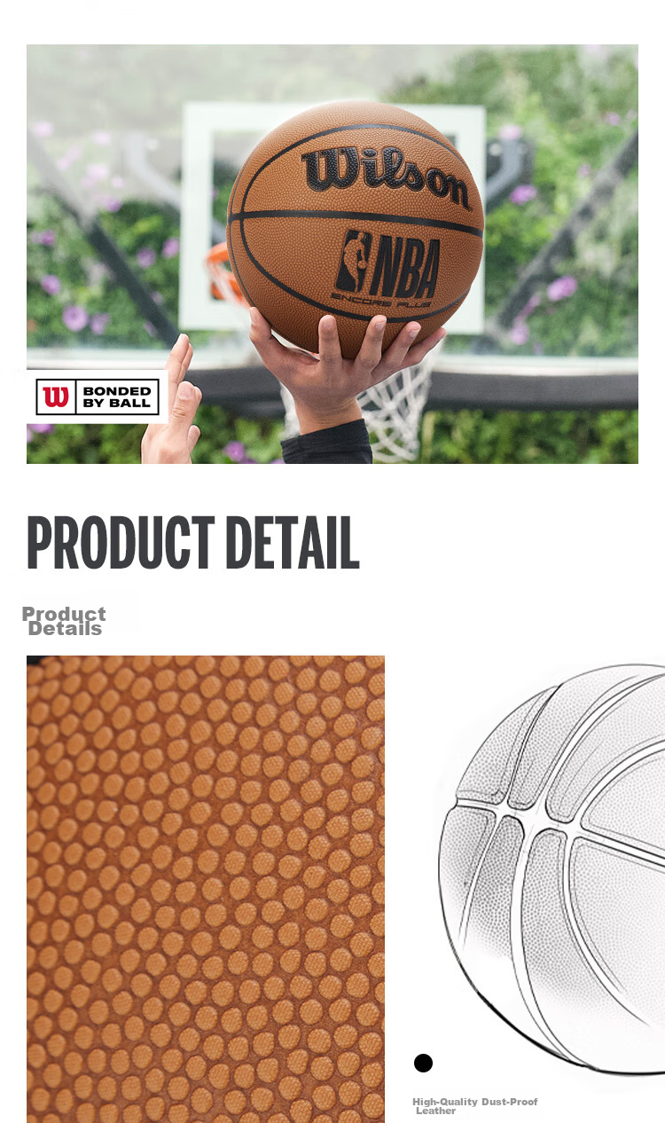 Wilson NBA Encore Plus Dustproof Leather Outdoor Adult Size 7 Basketball - Year of the Horse New Edition 6