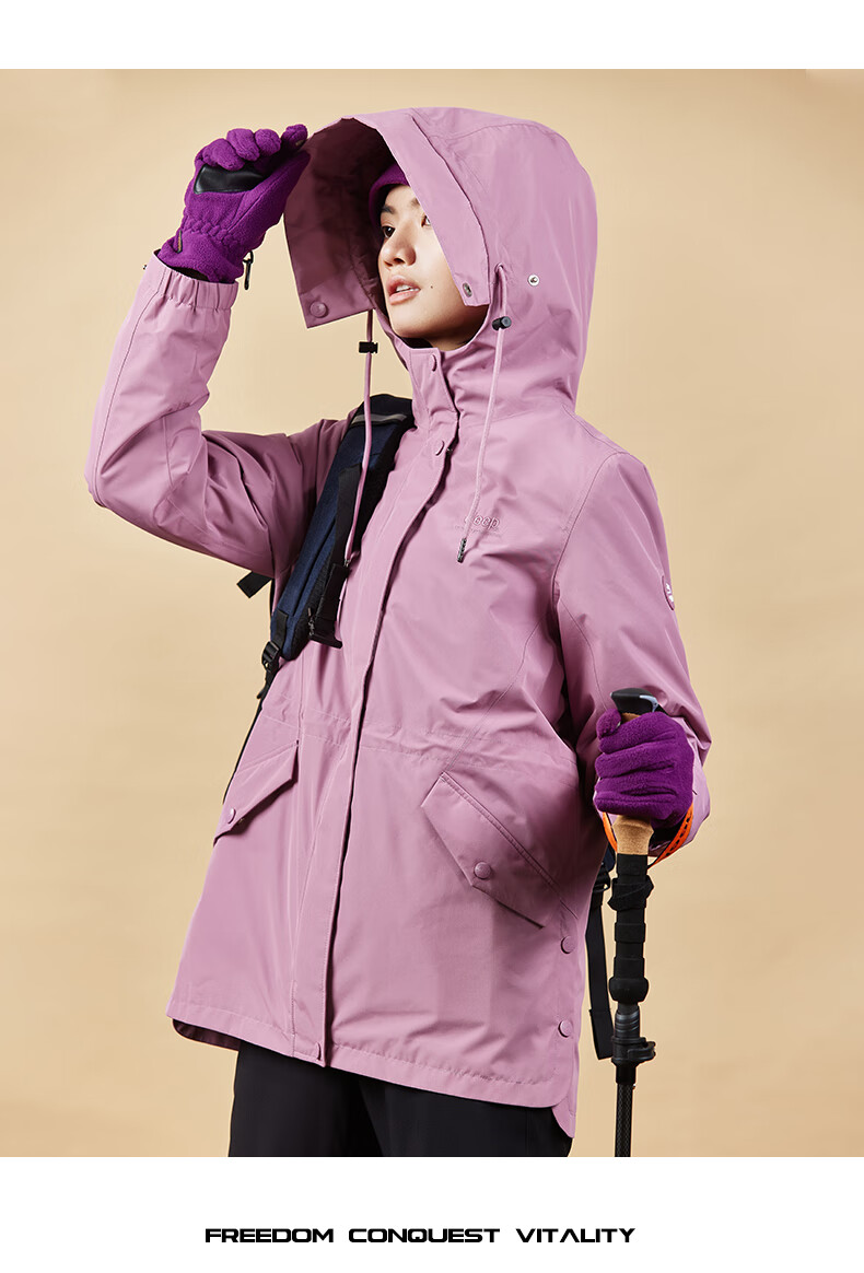 Jeep Outdoor Jacket for Men And Women, Three-In Fleece Windproof Waterproof Couple's Coat with Detachable Layers, Cold-Resistant Mountaineering Suit, 2XL 27