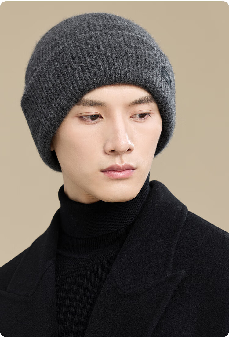 JIUMU Pure Cashmere Warm Knit Hat, Autumn And Winter Knitted Cap, Cold Hat, Winter Hat, Outdoor Ear Protection Cold Hat for Men in Winter 8