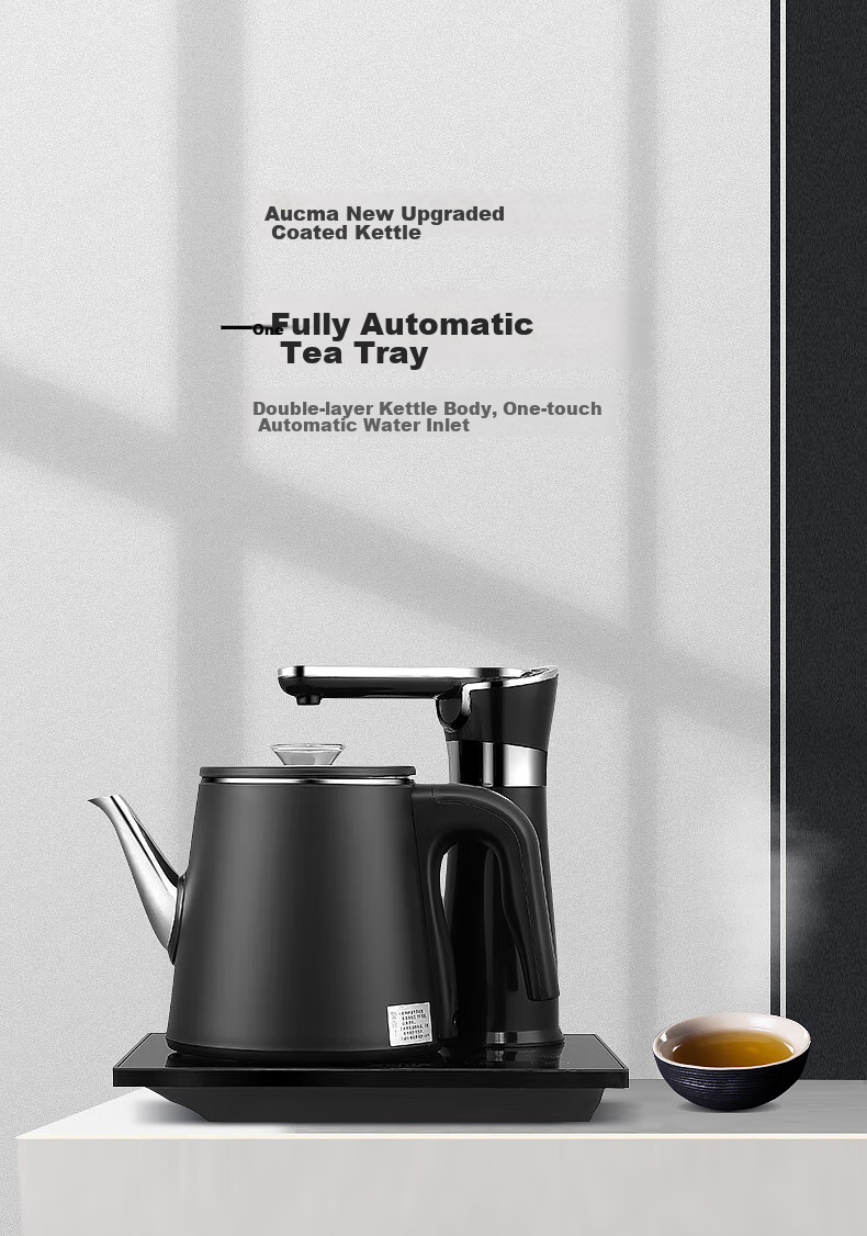 AUCMA Automatic Water-Boiling Electric Kettle, Tea Maker, Electric Tea Stove, Kung Fu Tea Set, Tea Table All-In Machine, Tea Brewing, Double-Layer Insulation, Anti-Scalding, 304 Stainless Steel Water Boiler, 0.8L Electric Kettle J11 2