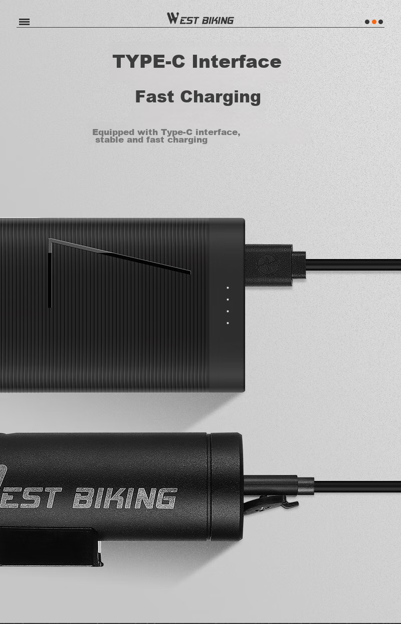 WestBiking Bicycle Light, Type-C Charging Front Light, Night Riding High Beam Flashlight, Waterproof Mountain Bike Cycling Equipment 8