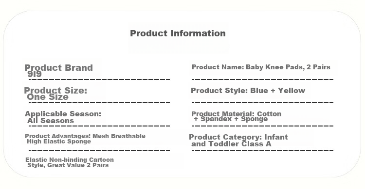 9i9 Baby Knee Pads Crawling Anti-Fall Elbow Guards Breathable Mesh Non-Slip Toddler Walking Protection 2 Pairs A99 2