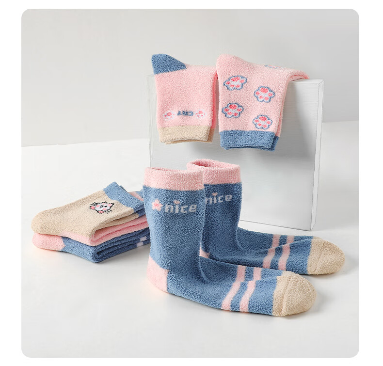 LangSha Children's Socks, Girls' Fleece-Lined Thick Mid-Calf Cotton Socks, Comfortable for Older Girls, Autumn And Winter Baby Warm Terry Socks 17