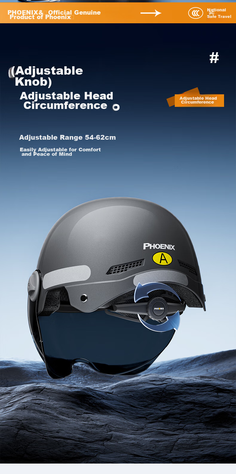 Phoenix New National Standard 3C Certified Electric Vehicle Helmet Four-Season Universal Electric Scooter Motorcycle Safety Helmet Half Helmet Matte Short Transparent Black 9