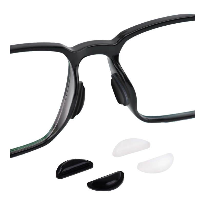 Ouna Eyeglass Nose Pads, Silicone Anti-Slip Pressure-Reducing Pads, High Nose Pads for Glasses Accessories, D-Shaped Style - Black, 6 Pairs