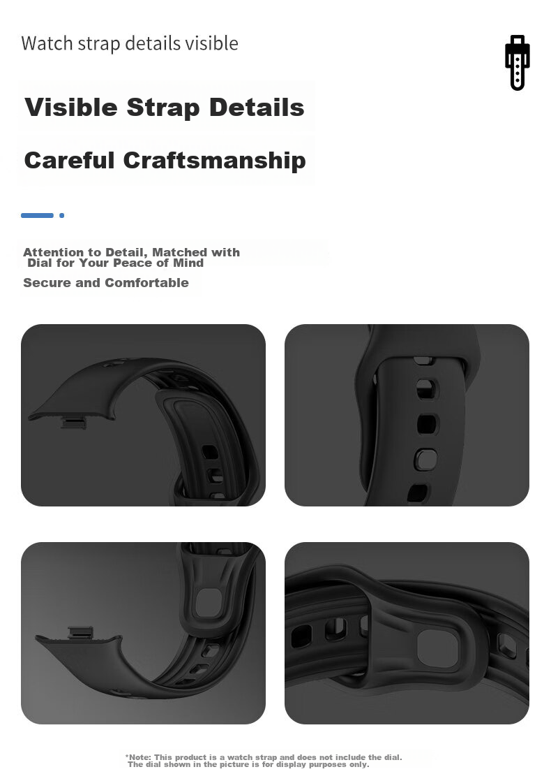 KMaxAI Compatible Silicone Watch Band for Vivo/iQOO WATCH GT, Sports Watch Strap, Fresh Replacement Wristband, Soft Dopamine Smart Bracelet Band, Black 5