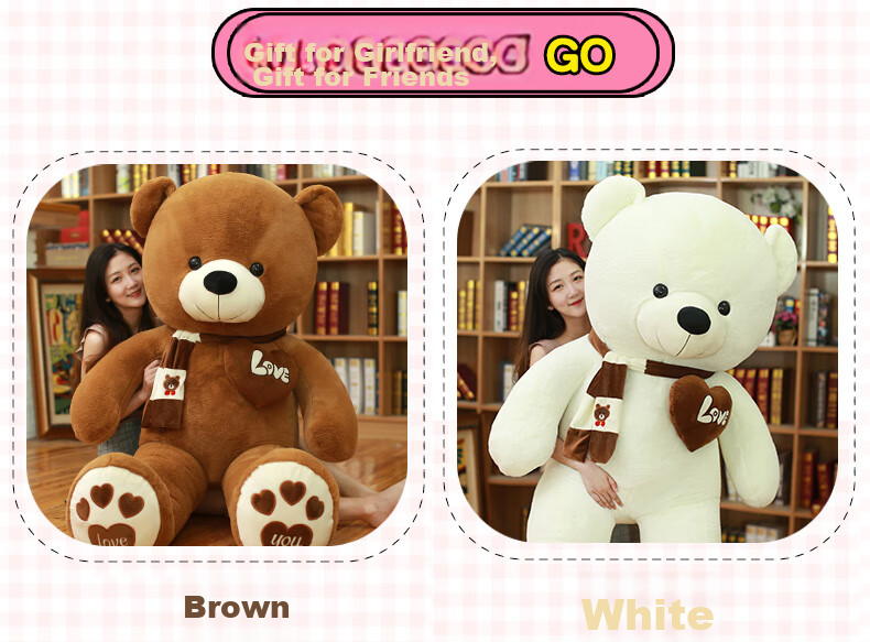 Hushixiaobao, Bear Plush Toy Gift for Teacher's Birthday, Present for Female Friends And Sisters, Large Teddy Bear Doll, Hugging Bear for Sleeping 6