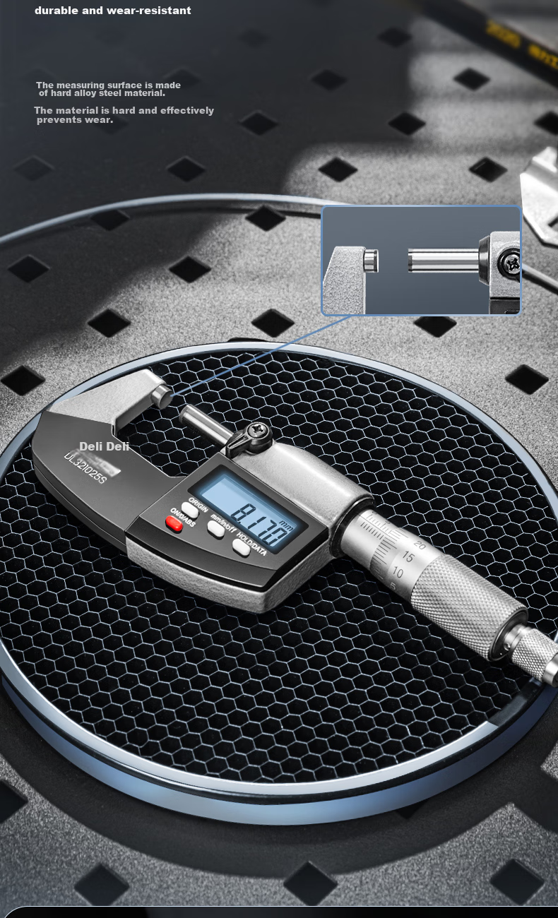 Deli Digital Dial Caliper, Dual-Use Micrometer with External Diameter Gauge, 0.001mm High-Precision Thickness Gauge, Vernier Caliper 11