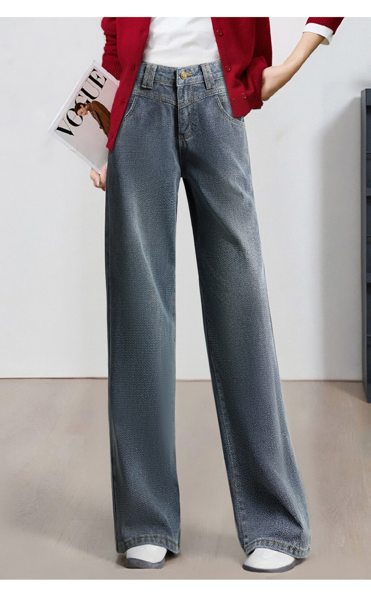 Chushen Women's Spring and Autumn High Waist Slim Straight Vintage Denim Jeans S51N063 9