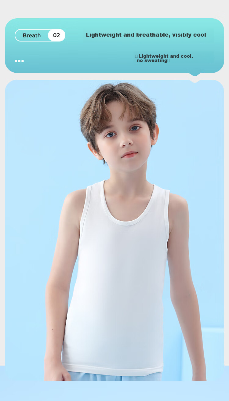 LangSha Children's Tank Top, Boys' Summer Thin Cotton Plain Color Baby T-Shirt, Student Undershirt Vest, White, Size 170 6
