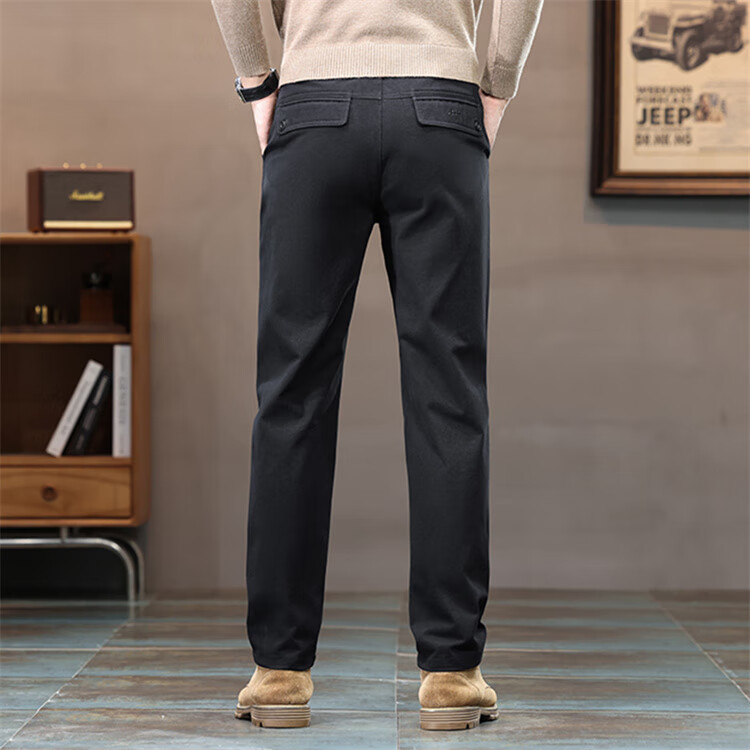JEEP Casual Pants for Men, Fashionable Loose Straight-Leg Trousers, Trendy Versatile Easy-To Men's Pants 2225 Black 30 9