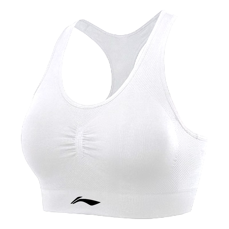 Li-Ning Women's Sports Bra, Yoga Wear, Fitness Bra, Backless Design with Pads, Seamless And Wireless, Running Quick-Dry Top, White, Size M