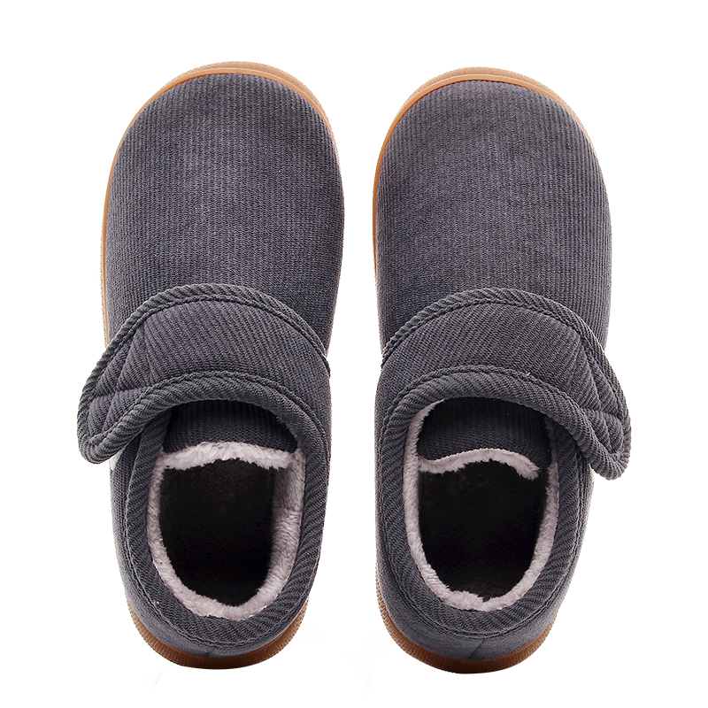 GUOLUOFEI Middle-Aged And Elderly Cotton Slippers for Men with Thick Heel, Warm, Non-Slip, Fleece-Lined Traditional Cotton Shoes for Wome