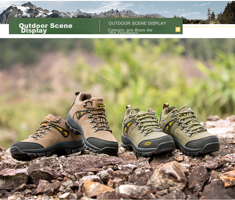 CAMEL Outdoor Hiking Shoes for Men, Durable Trekking Boots, Cowhide Outdoor Footwear A63202a6015 Army Green 38 9