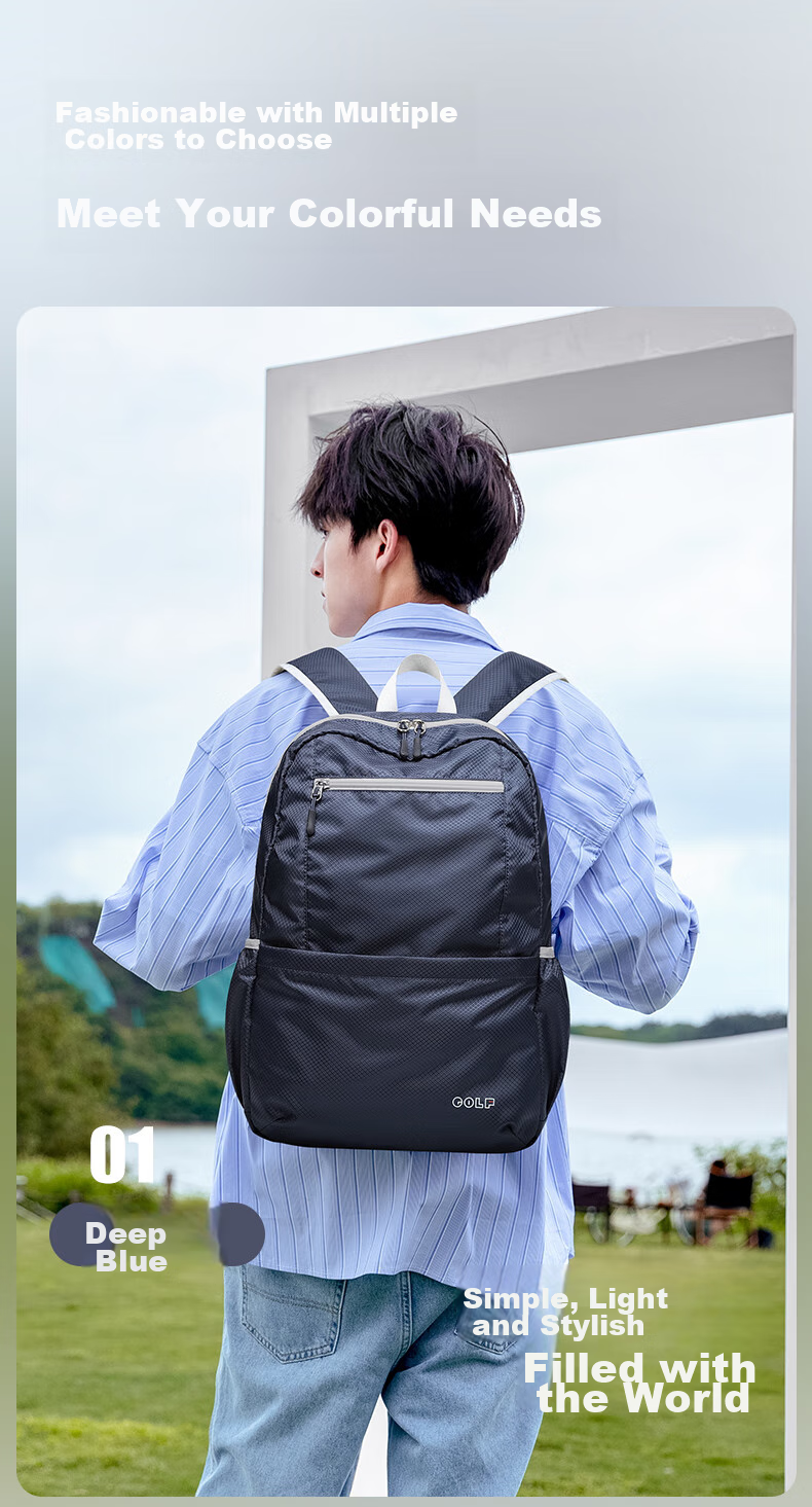 GOLF Foldable Backpack for Women And Men, Lightweight Water-Resistant Travel Bag, Outdoor Hiking Sports Fitness Pack 4