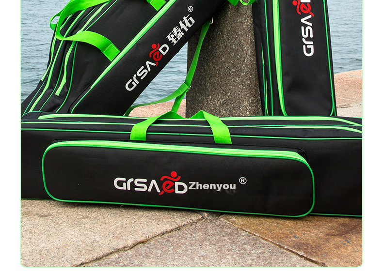 Grsaed Fishing Tackle Bag, Three-Layer 130CM Thickened Large Capacity Rod Case, Waterproof Platform Fishing Pole Bag, Hand Rod Bag, Black 27