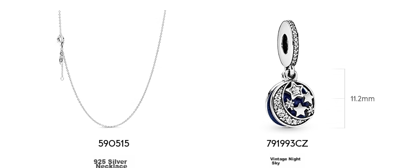 Pandora Starry Sea Necklace Set, Blue Starry Sky And Moon, Birthday Gift for Girlfriend 4