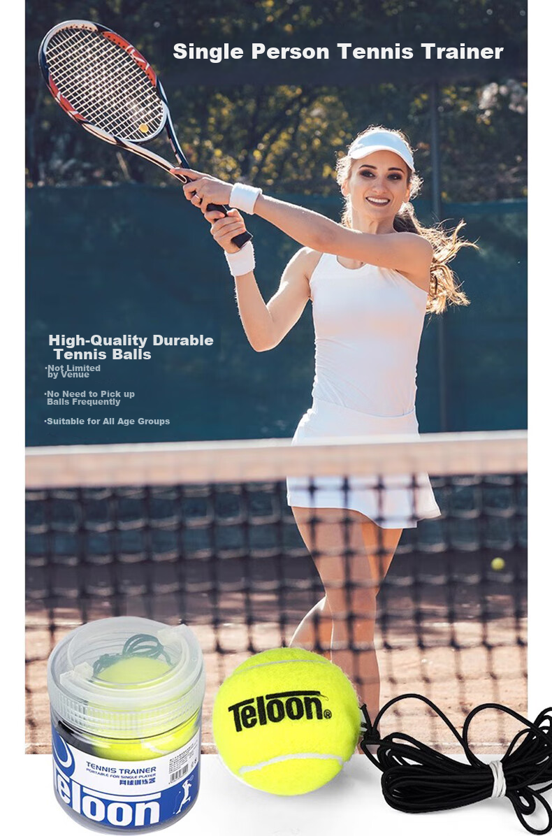 Teloon Tennis Ball Rebound Trainer, Single-Person Elastic Beginner Training Device, No Tennis Racket Required, T818C 1