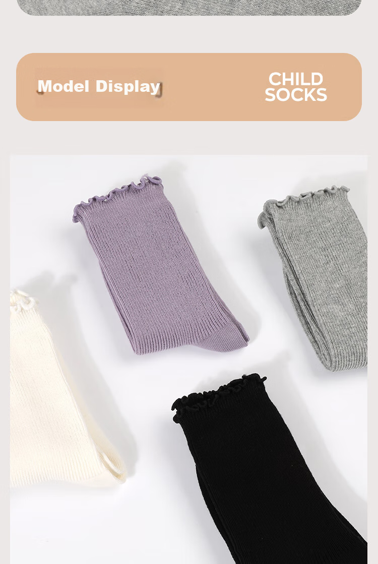 Barbie Children's Slouch Socks Spring And Autumn Girls' Socks Baby Ruffled Cotton Mid-Calf Socks for Students And Girls 12