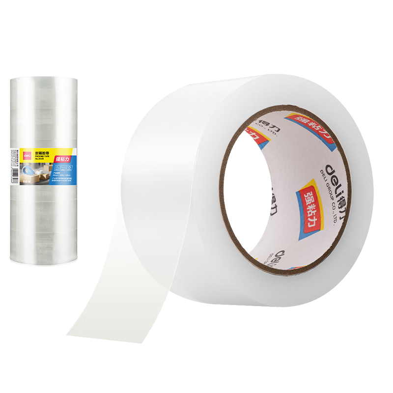 Deli High-Quality Transparent Packing Tape/Strapping Tape, 60mm*100m*45μm, 6 Rolls/tube, Storm-Proof Tape, Office Supplies, JD413