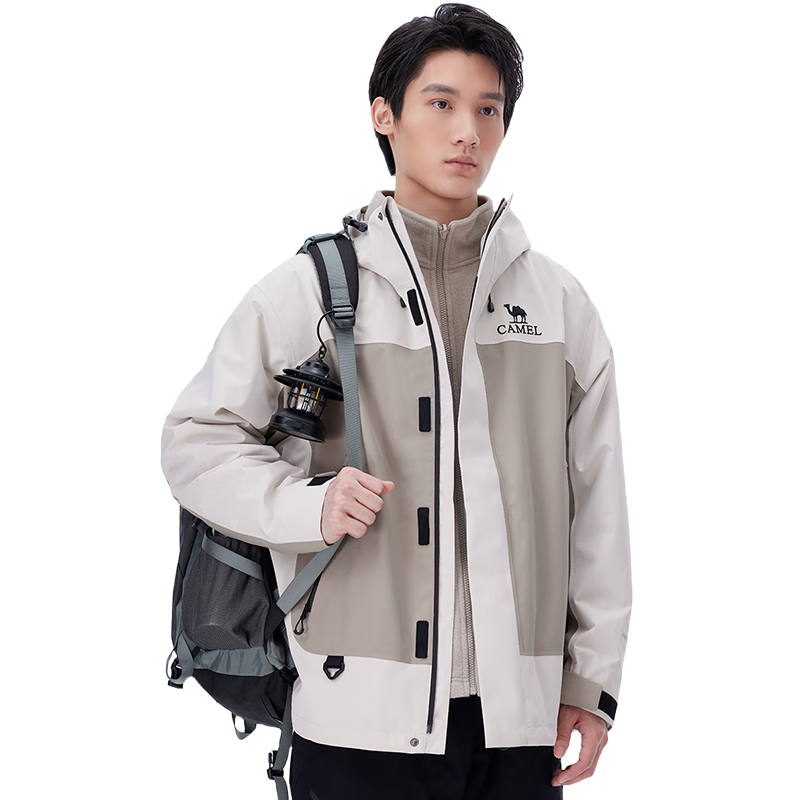 CAMEL Outdoor Jacket, Three-In Cold Protection, Warmth, Storm-Proof, Waterproof, Windproof, Mountaineering Coat, B782