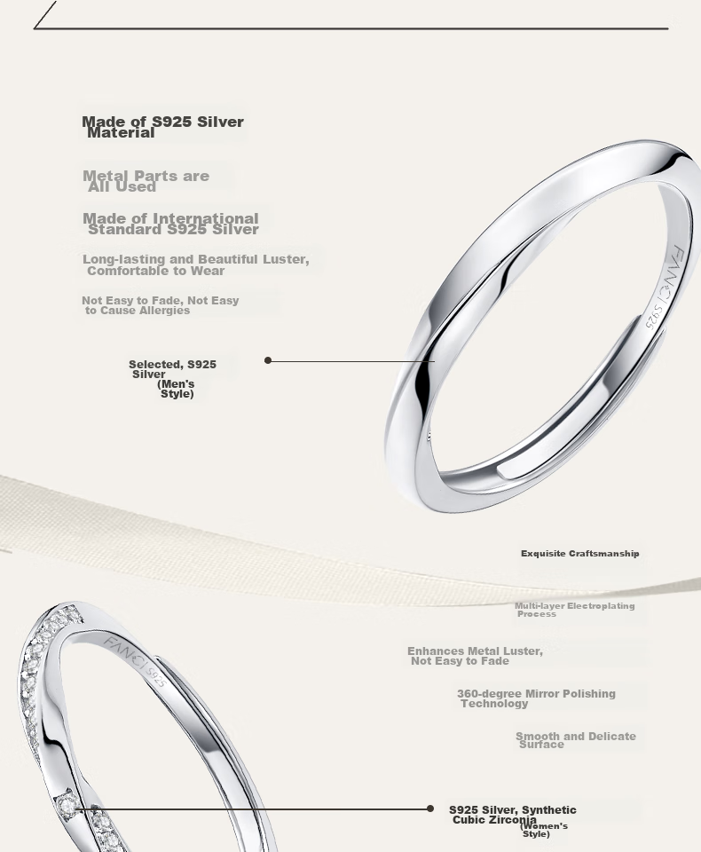 Fanci Mobius Love River Couple Rings Set Anniversary Birthday Gift for Girlfriend 13