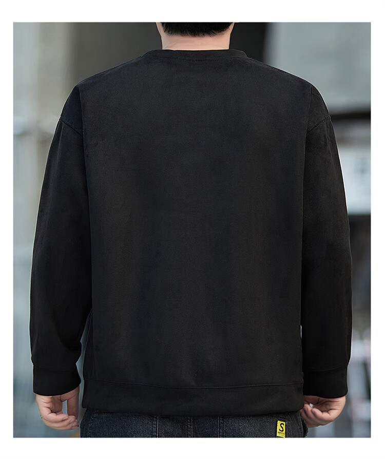 JEEP SPIRIT Men's Sweatshirt, Autumn And Winter Suede Long-Sleeve T-Shirt, Casual Loose Trendy Top for Me 16