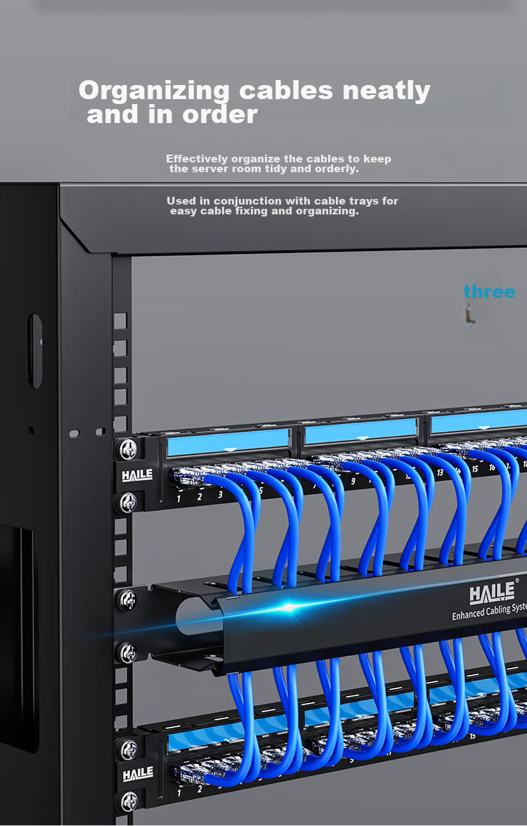 HAILE 12-Level 24-Slot Thickened Metal Cable Management Rack, 19-Inch 1U Rack-Mounted Cabinet, Finished Network Cable Organizer, HT-1U 5